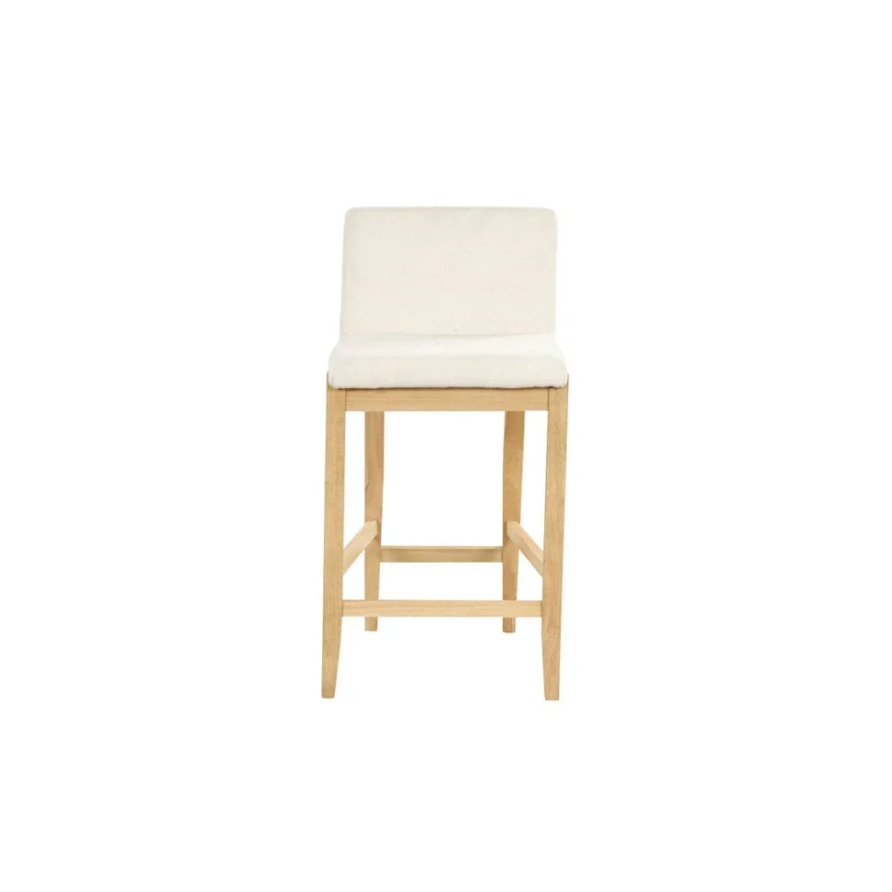 Nathan James Gracie Modern Counter Height Bar Stool with Back, Counter Stool Upholstered Chair with Natural Textured Linen and Brushed Wooden Legs, - Image 5