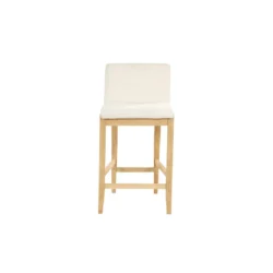 Nathan James Gracie Modern Counter Height Bar Stool with Back, Counter Stool Upholstered Chair with Natural Textured Linen and Brushed Wooden Legs, - Image 5