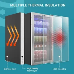 EUHOMY Beverage Refrigerator, 126 Can Mini fridge with Glass Door - Image 4