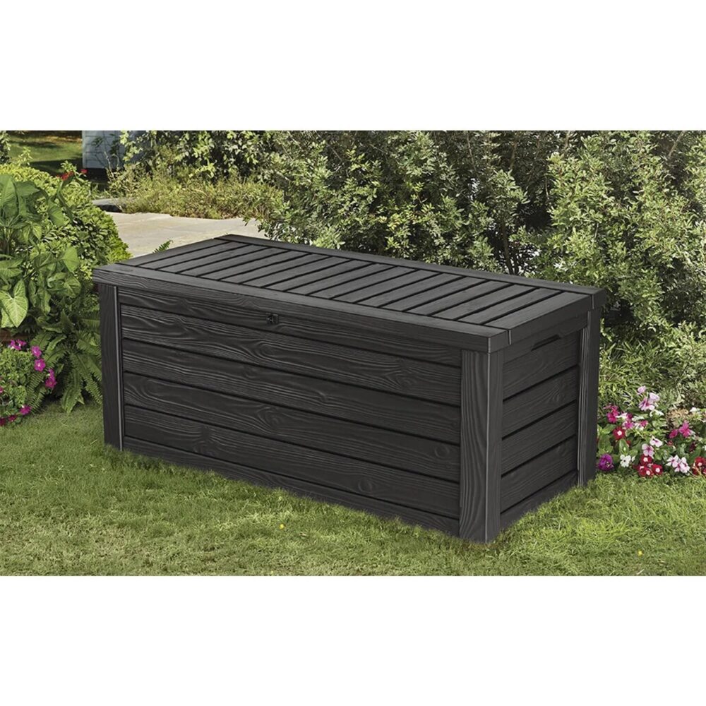 Keter Westwood Outdoor Storage 150 Gallon Resin Deck Box, Dark Gray - Image 2