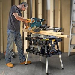Keter – 197283 Folding Table Work Bench for Miter Saw Stand, Woodworking Tools and Accessories with Included 12 Inch Wood Clamps – Easy Garage Storage Black/Yellow - Image 5