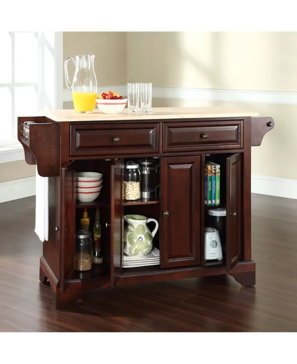 Crosley Lafayette Natural Wood Top Kitchen Island - White - Image 4