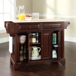 Crosley Lafayette Natural Wood Top Kitchen Island - White - Image 4