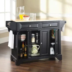 Crosley Lafayette Natural Wood Top Kitchen Island - White - Image 2