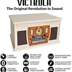 Victrola 8-in-1 Bluetooth Record Player & Multimedia Center, Built-in Stereo Speakers – Turntable, Wireless Music Streaming - Image 27