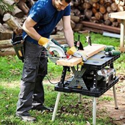 Keter – 197283 Folding Table Work Bench for Miter Saw Stand, Woodworking Tools and Accessories with Included 12 Inch Wood Clamps – Easy Garage Storage Black/Yellow - Image 8