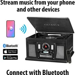 Victrola 8-in-1 Bluetooth Record Player & Multimedia Center, Built-in Stereo Speakers – Turntable, Wireless Music Streaming - Image 2