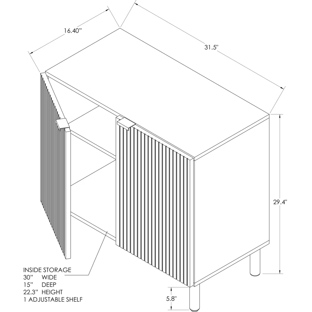 Sango Merk 2-Door Cabinet, Black - Image 3