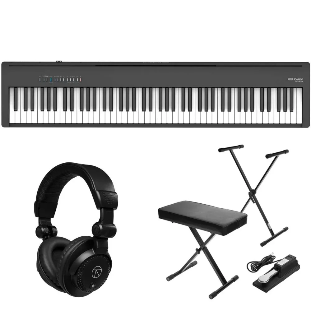 30X Portable Digital Piano Black w/ Stand Bench Pedal Headphones