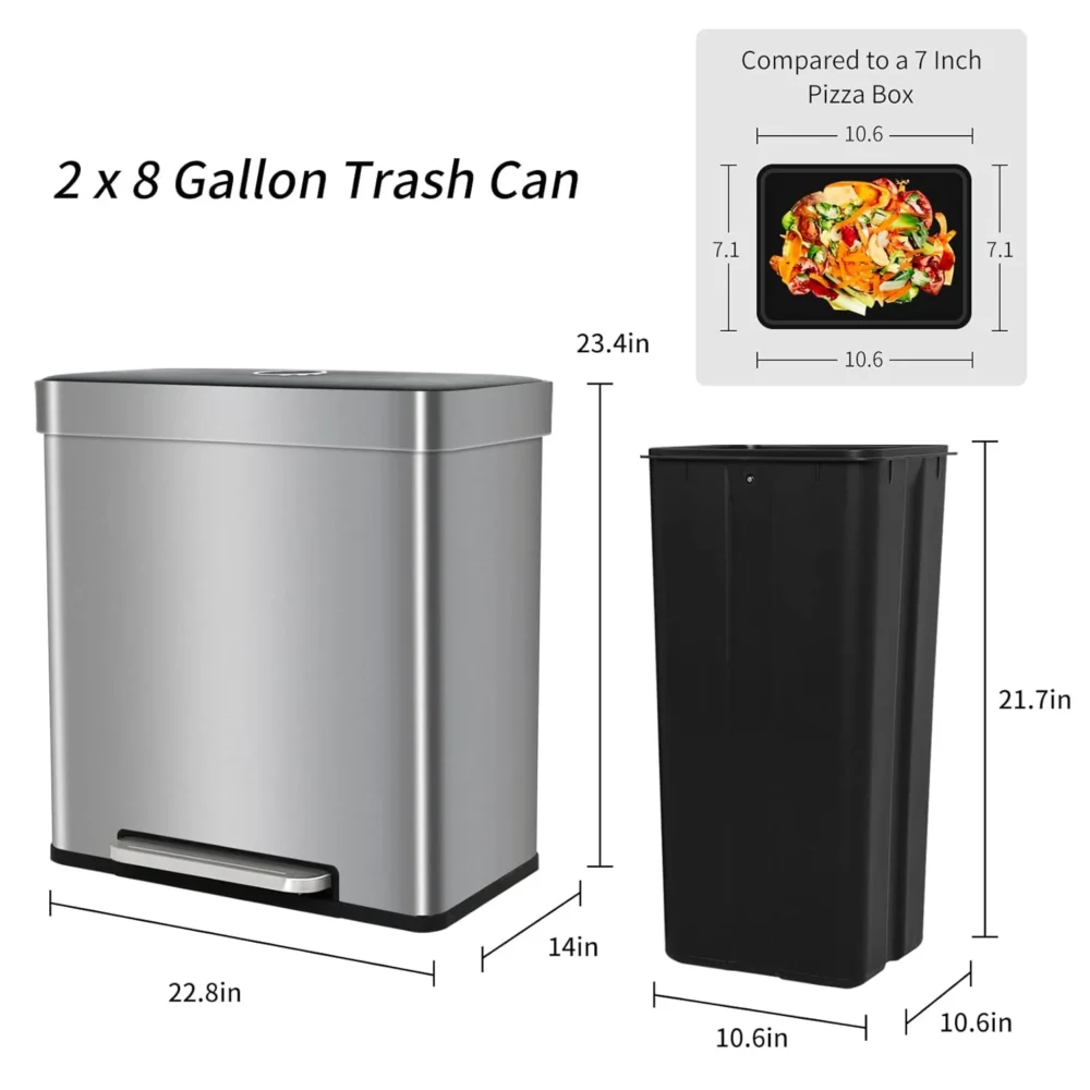 Bigacc 13 Gallon 50 Liter Kitchen Trash Can with Touch-Free & Motion Sensor, Automatic Stainless-Steel Garbage Can, Anti-Fingerprint Mute Designed Trash Bin Brushed Stainless Steel - Image 9