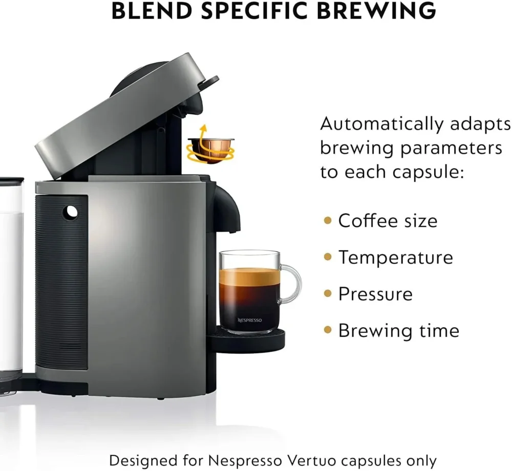 Nespresso Vertuo Plus Coffee and Espresso Maker by De’Longhi, Grey with Aeroccino Milk Frother - Image 3